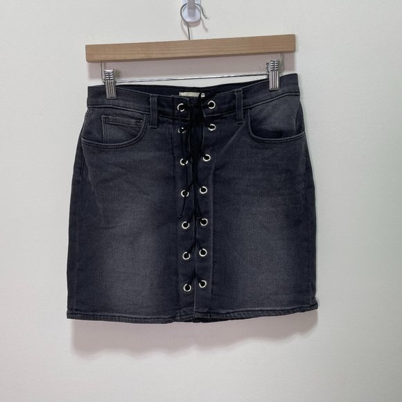 L’agence High Rise Lace Up Denim Mini Skirt sz 25 - Picture 5 of 12